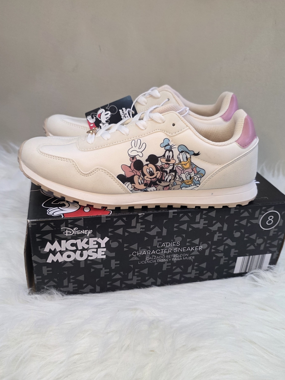 Disney Mickey Mouse Cream & Pink Ladies Sneakers